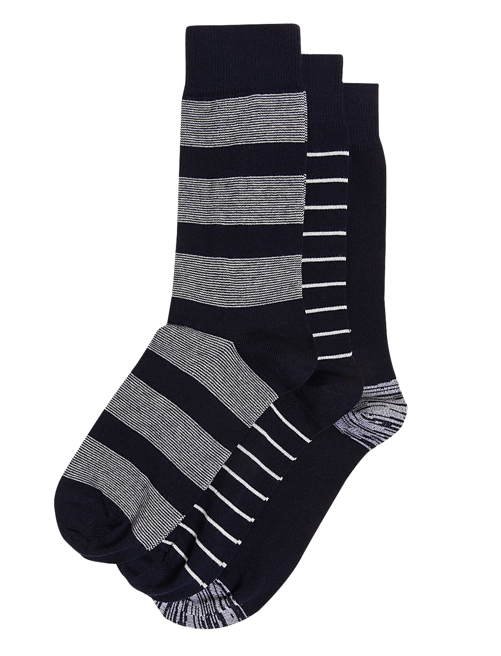 3pk Striped Organic Cotton Rich Socks