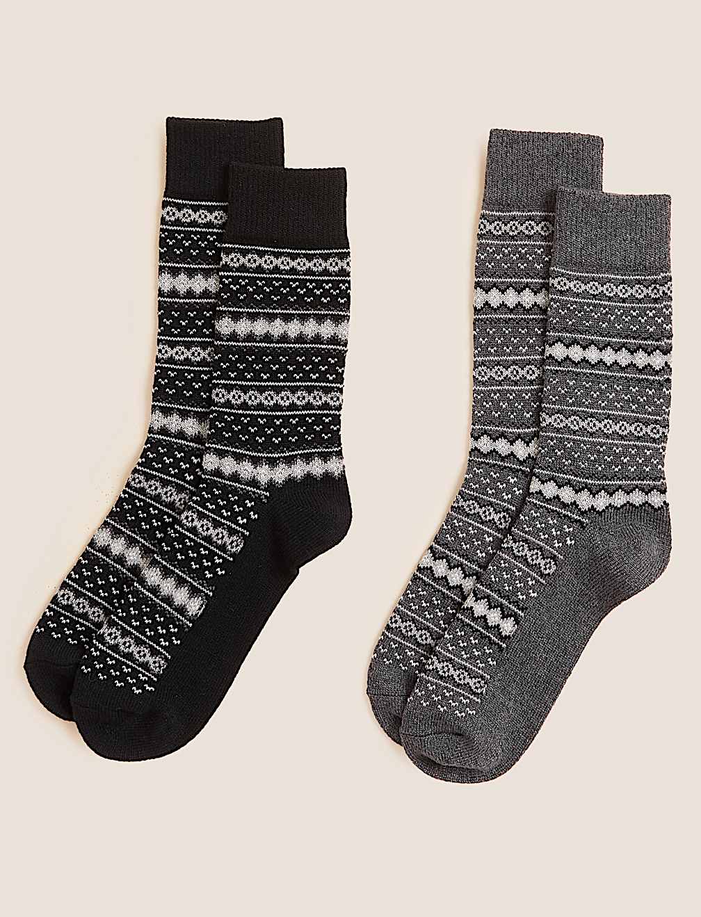 2pk Fair Isle Socks