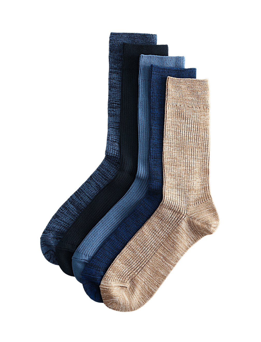 5 Pack Cotton Rich Ribbed Socks