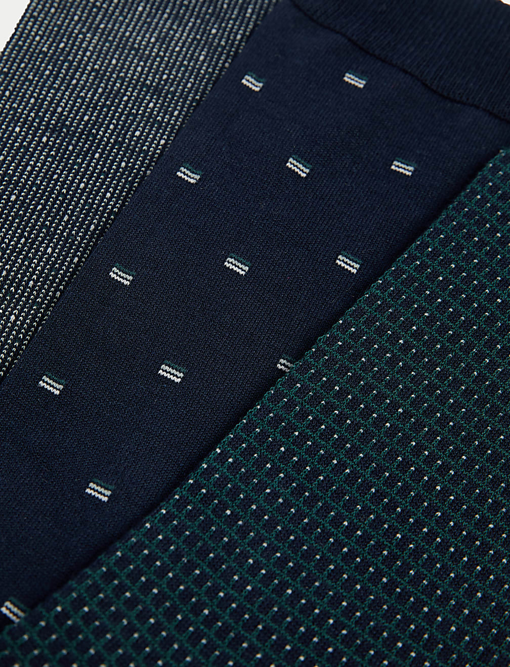 3pk Geometric Egyptian Cotton Rich Socks