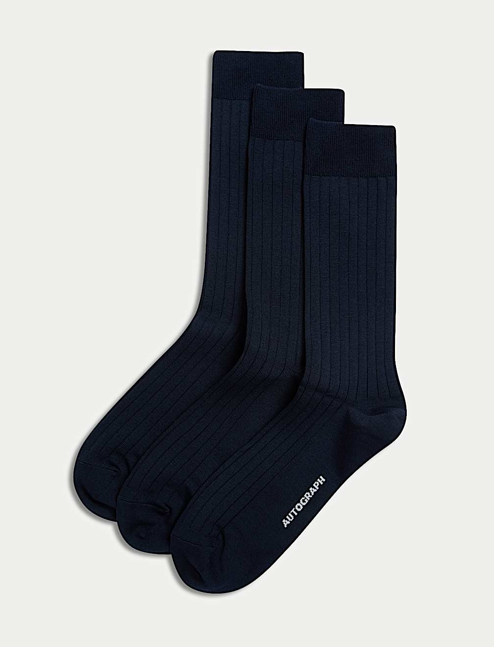 3pk Egyptian Cotton Rich Ribbed Socks