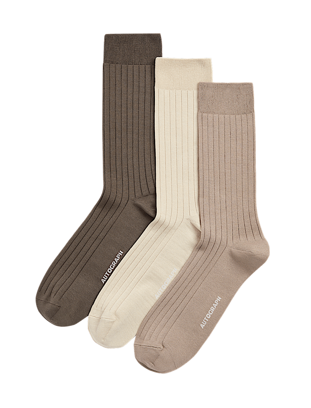 3pk Egyptian Cotton Rich Ribbed Socks