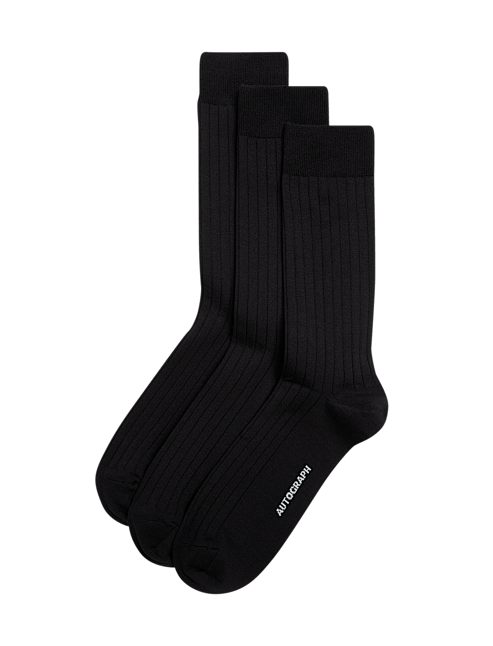 3pk Egyptian Cotton Rich Ribbed Socks