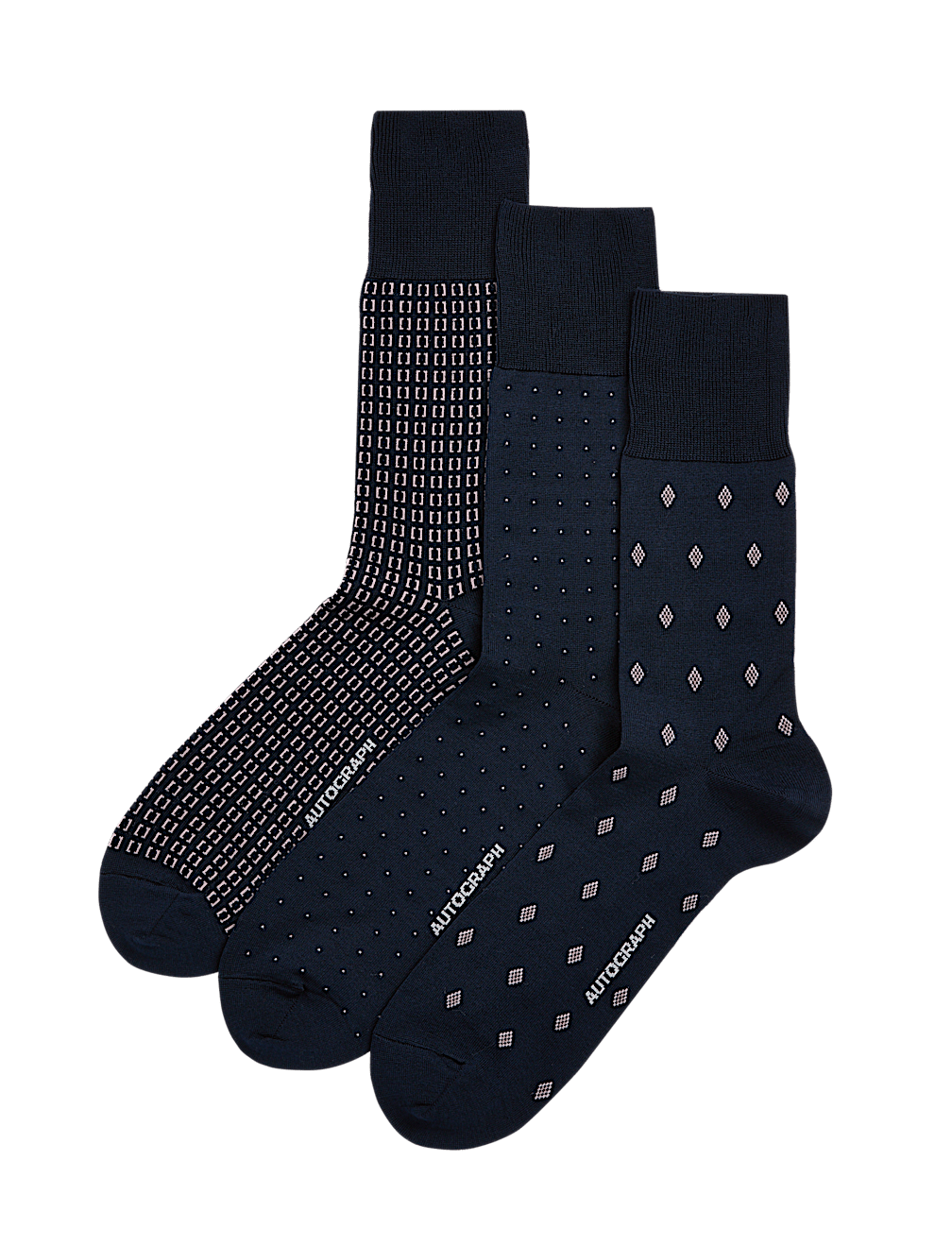 3pk Assorted Mercerised Cotton Rich Socks
