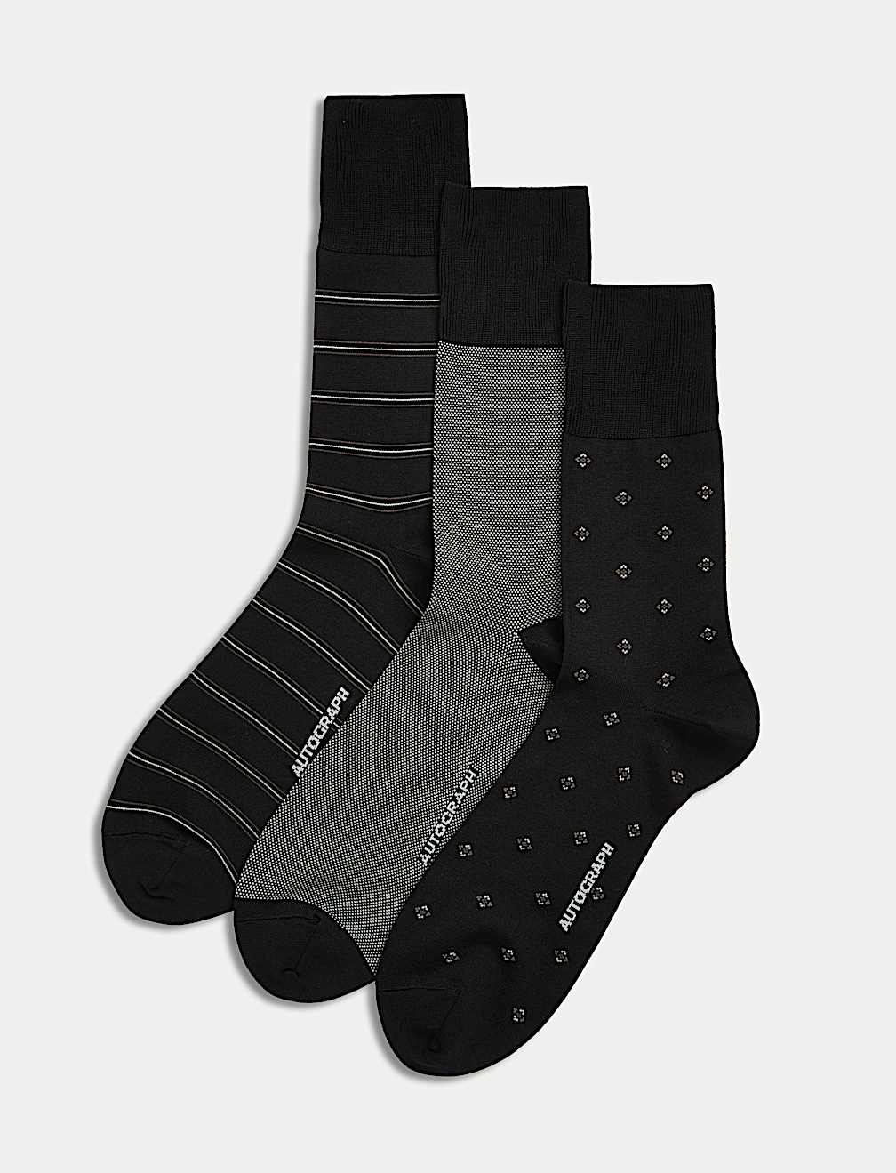 3pk Assorted Mercerised Cotton Rich Socks