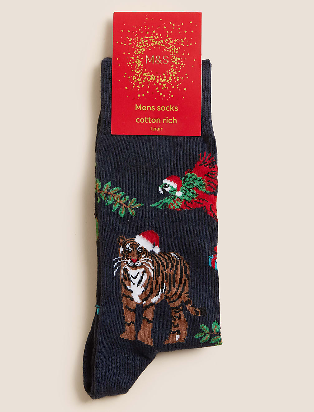 Cotton Rich Christmas Tiger Socks
