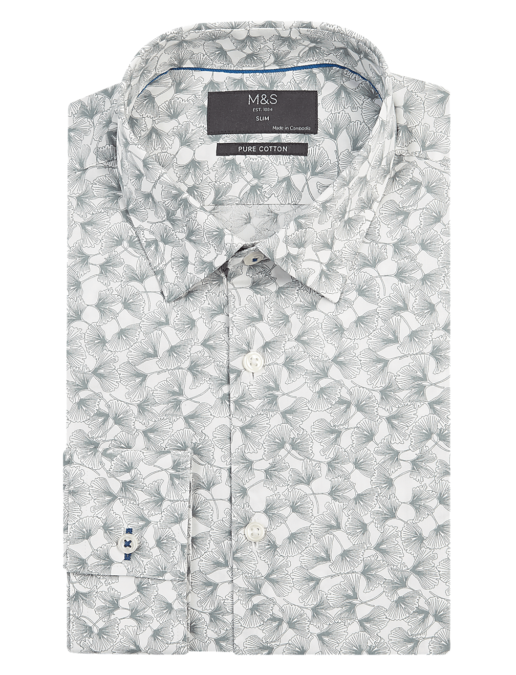 Slim Fit Pure Cotton Printed Easy Iron Shirt