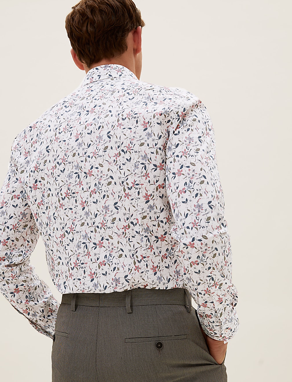 Slim Fit Pure Cotton Floral Shirt