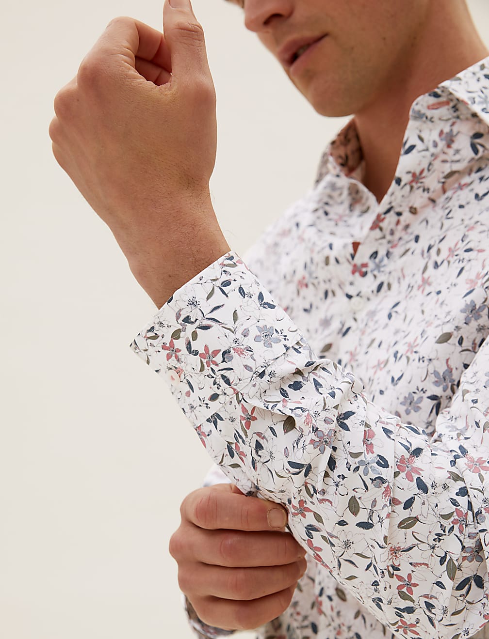 Slim Fit Pure Cotton Floral Shirt