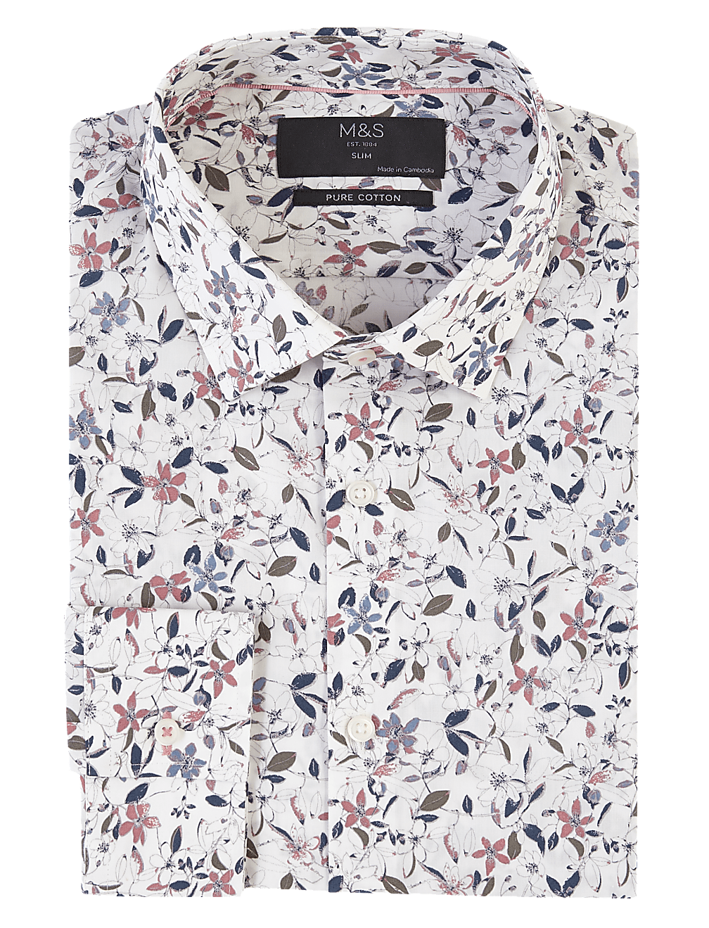 Slim Fit Pure Cotton Floral Shirt