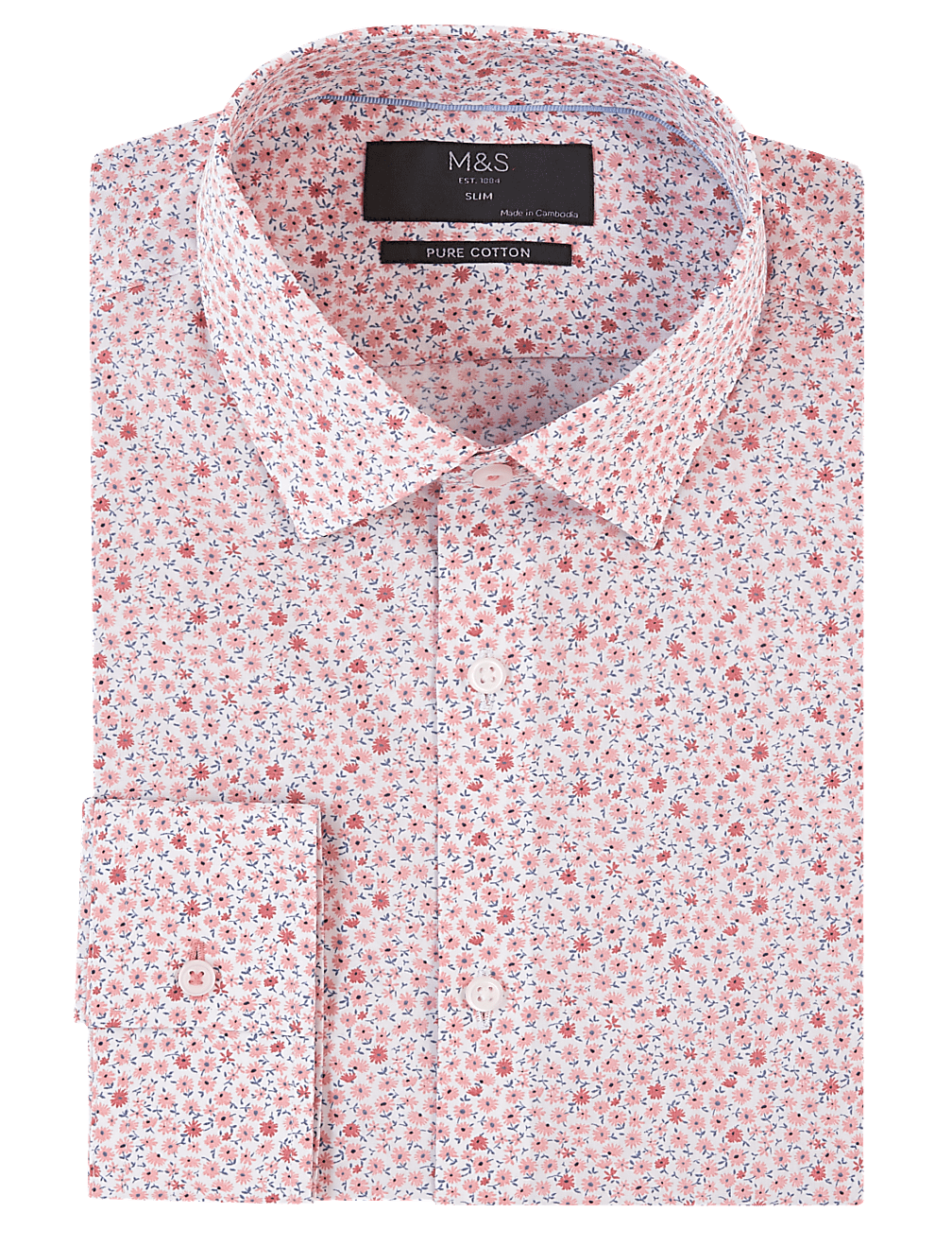 Slim Fit Pure Cotton Floral Shirt
