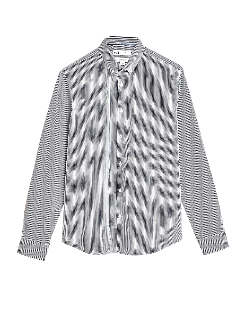 Slim Fit Cotton Rich Stretch Striped Shirt