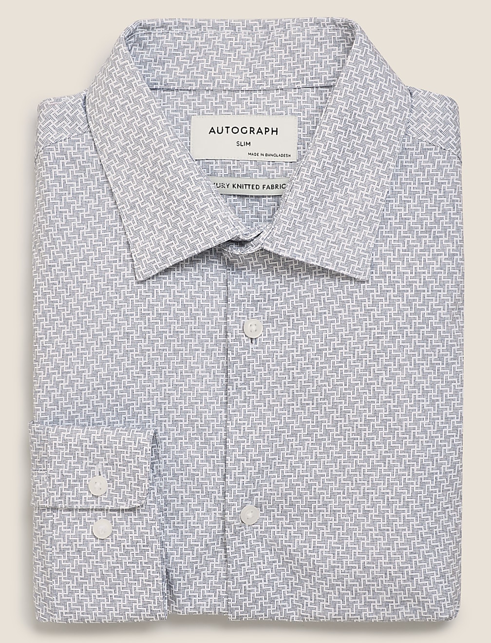 Slim Fit Jersey Cotton Dogtooth Print Shirt