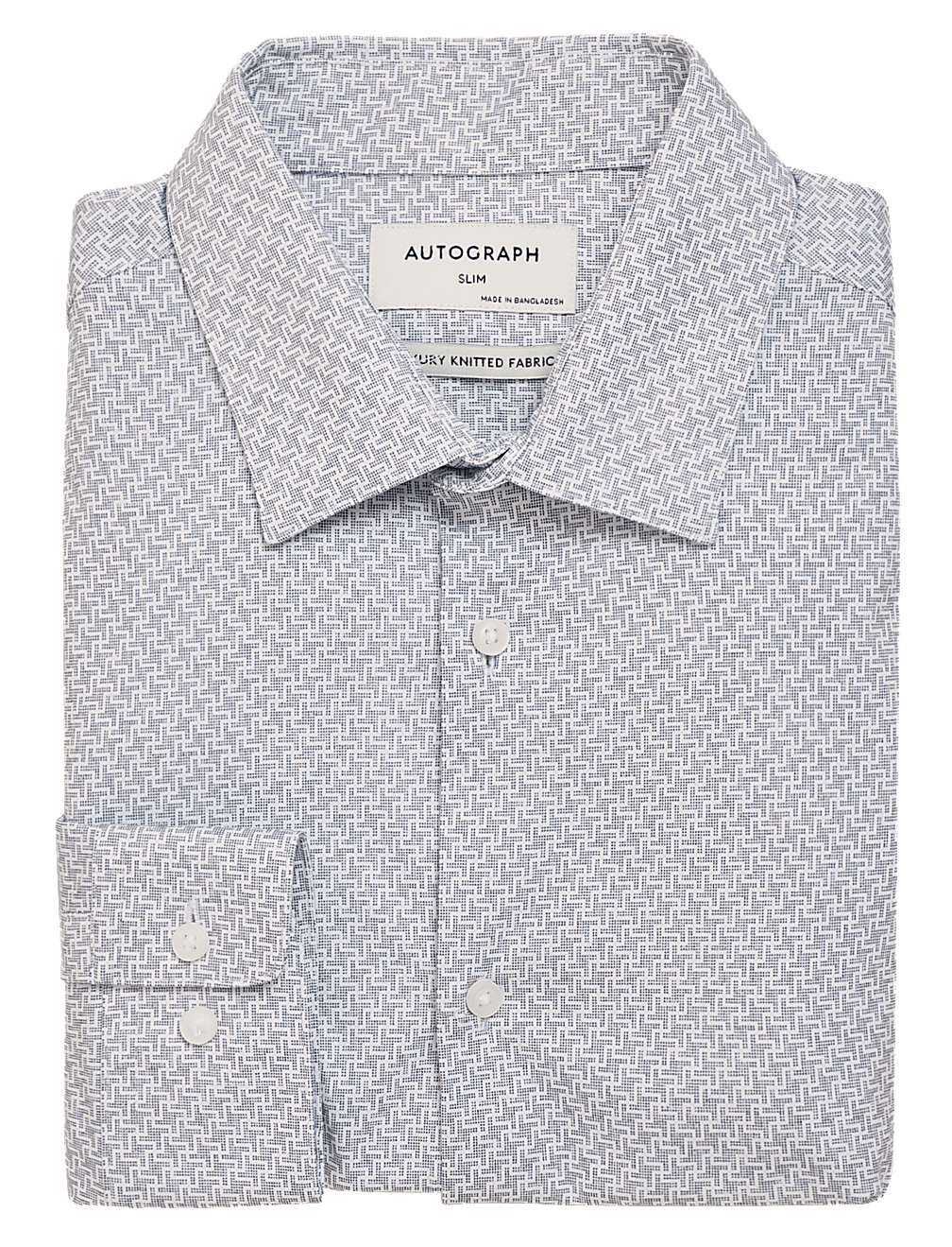 Slim Fit Jersey Cotton Dogtooth Print Shirt