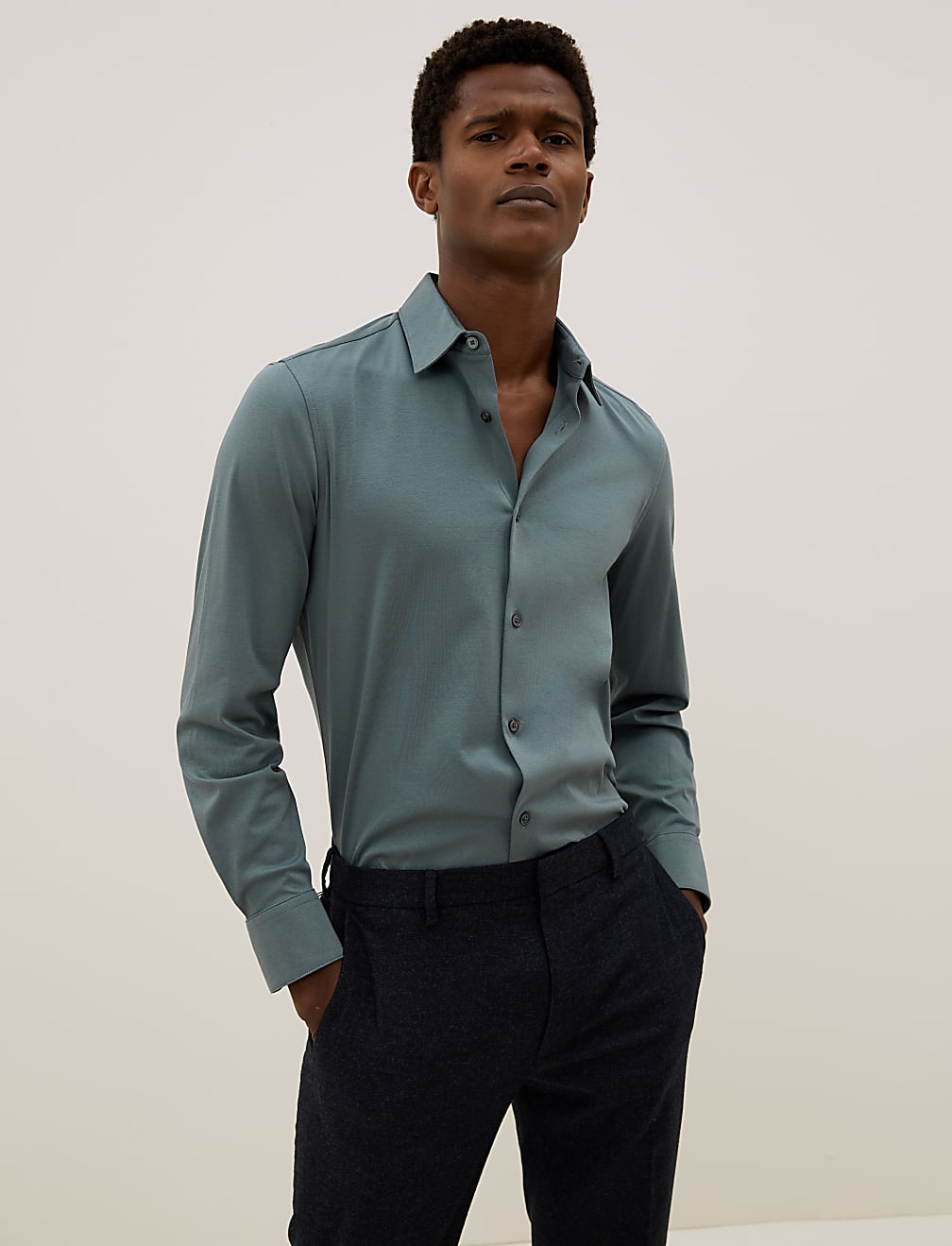 Slim Fit Jersey Cotton Shirt