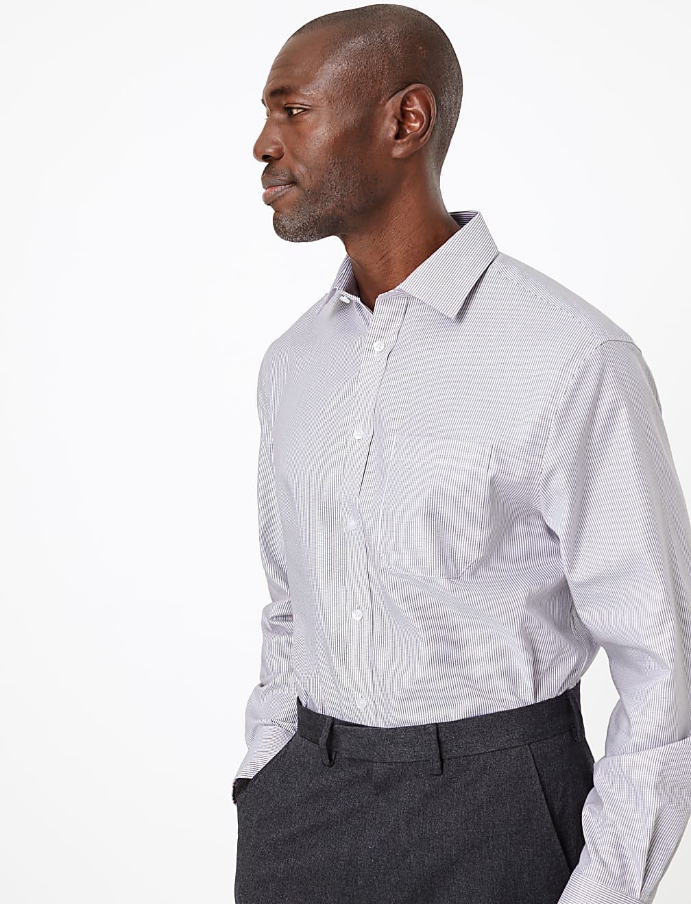 Regular Fit Twill Stripe Non-Iron Shirt