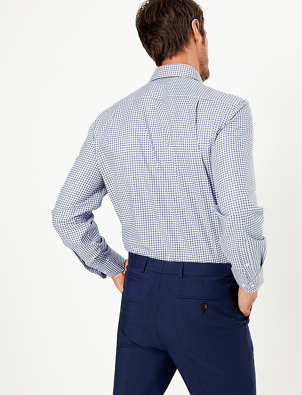 Regular Fit Checked Twill Non-Iron Shirt