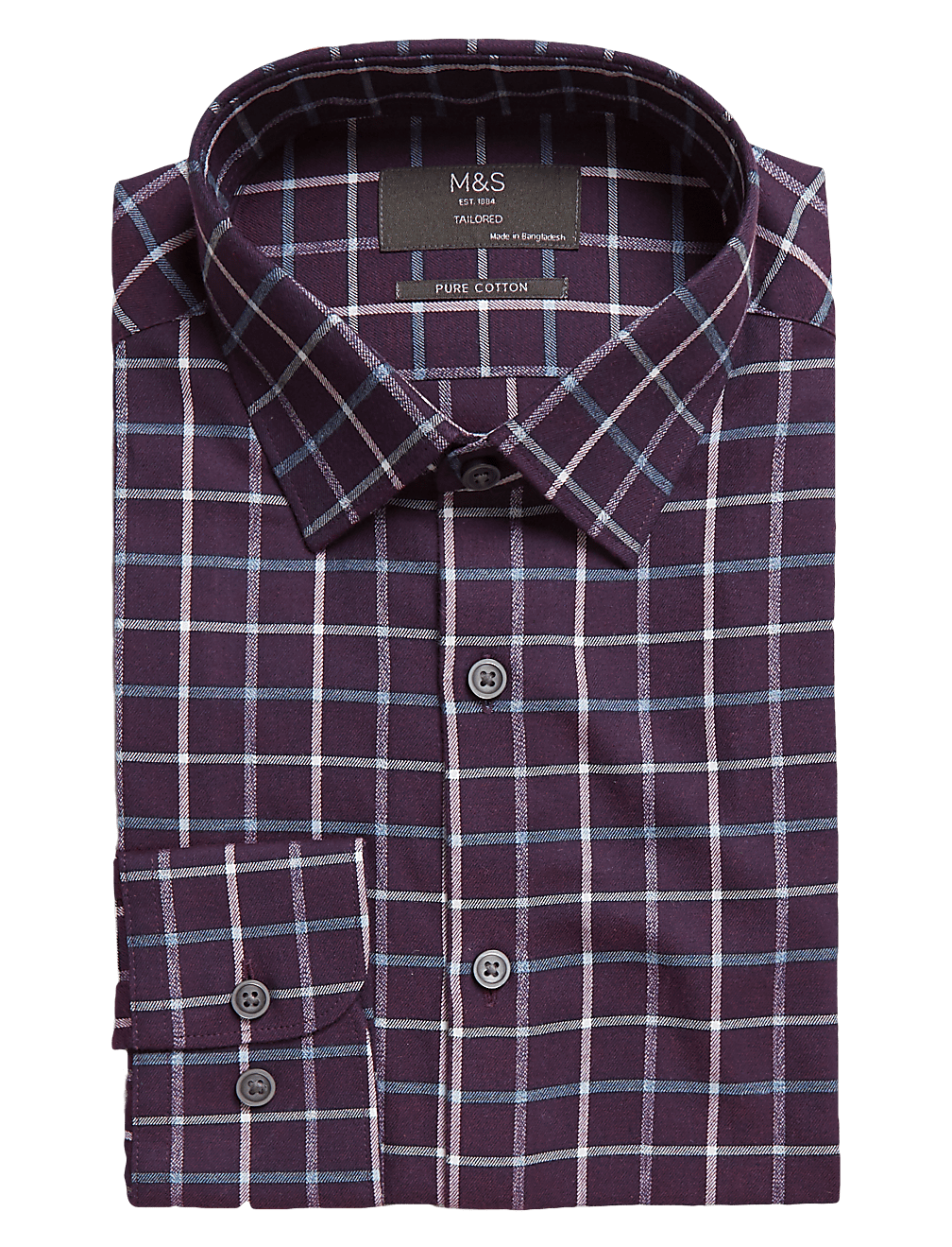 Tailored Fit Pure Cotton Twill Check Shirt