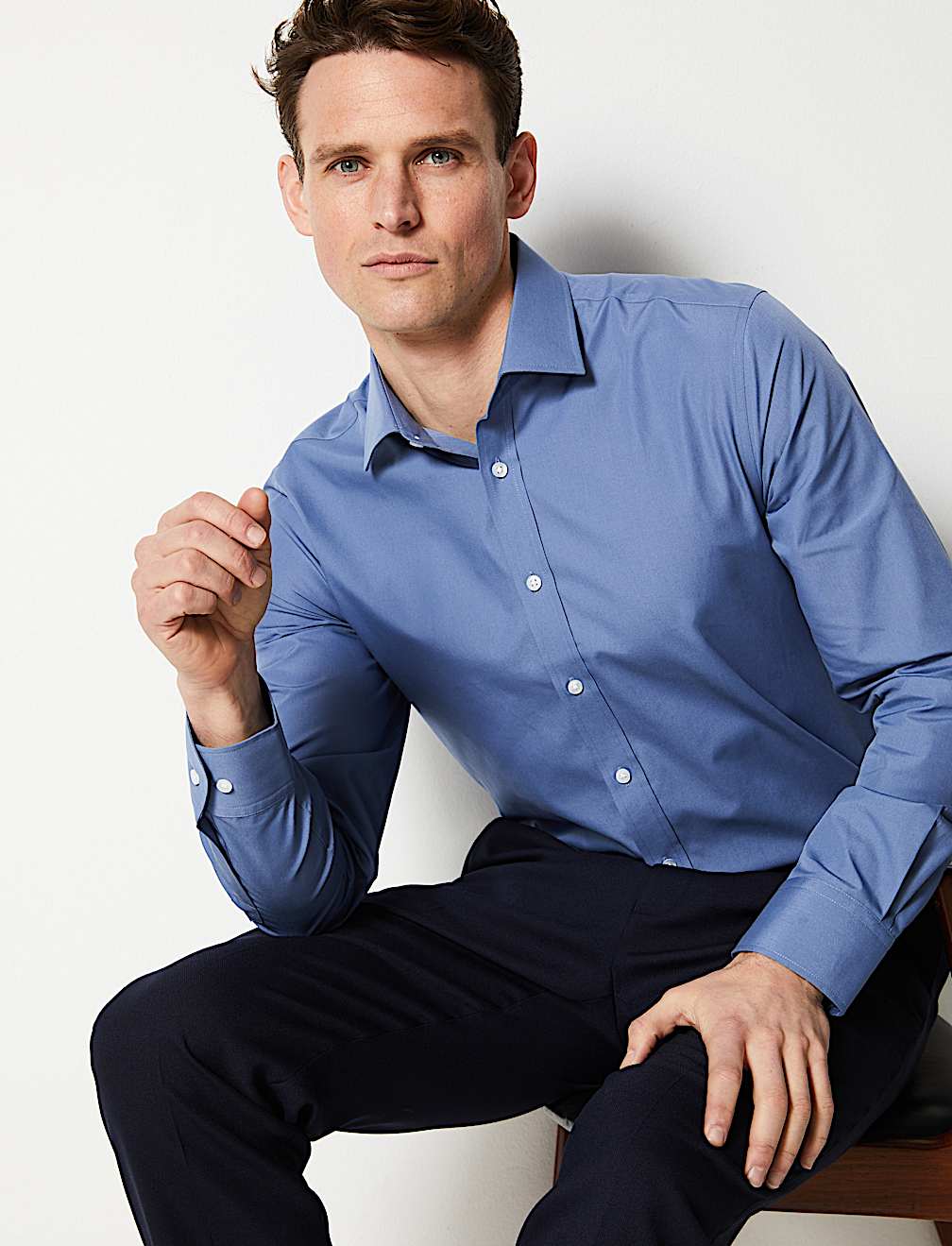 Cotton Blend Slim Fit Shirt