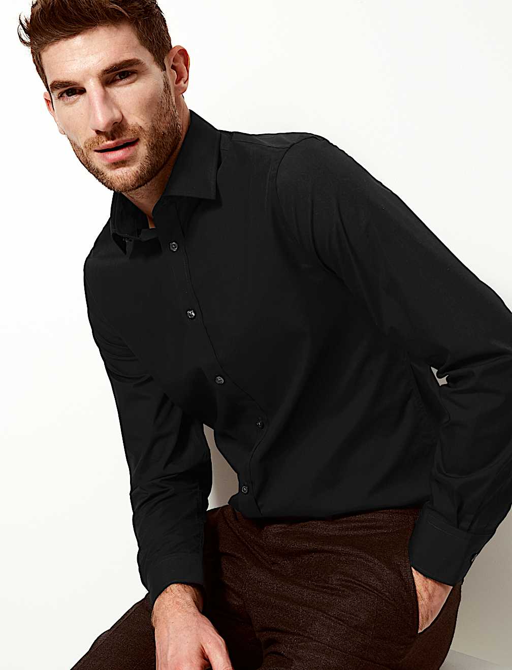 Cotton Blend Slim Fit Shirt
