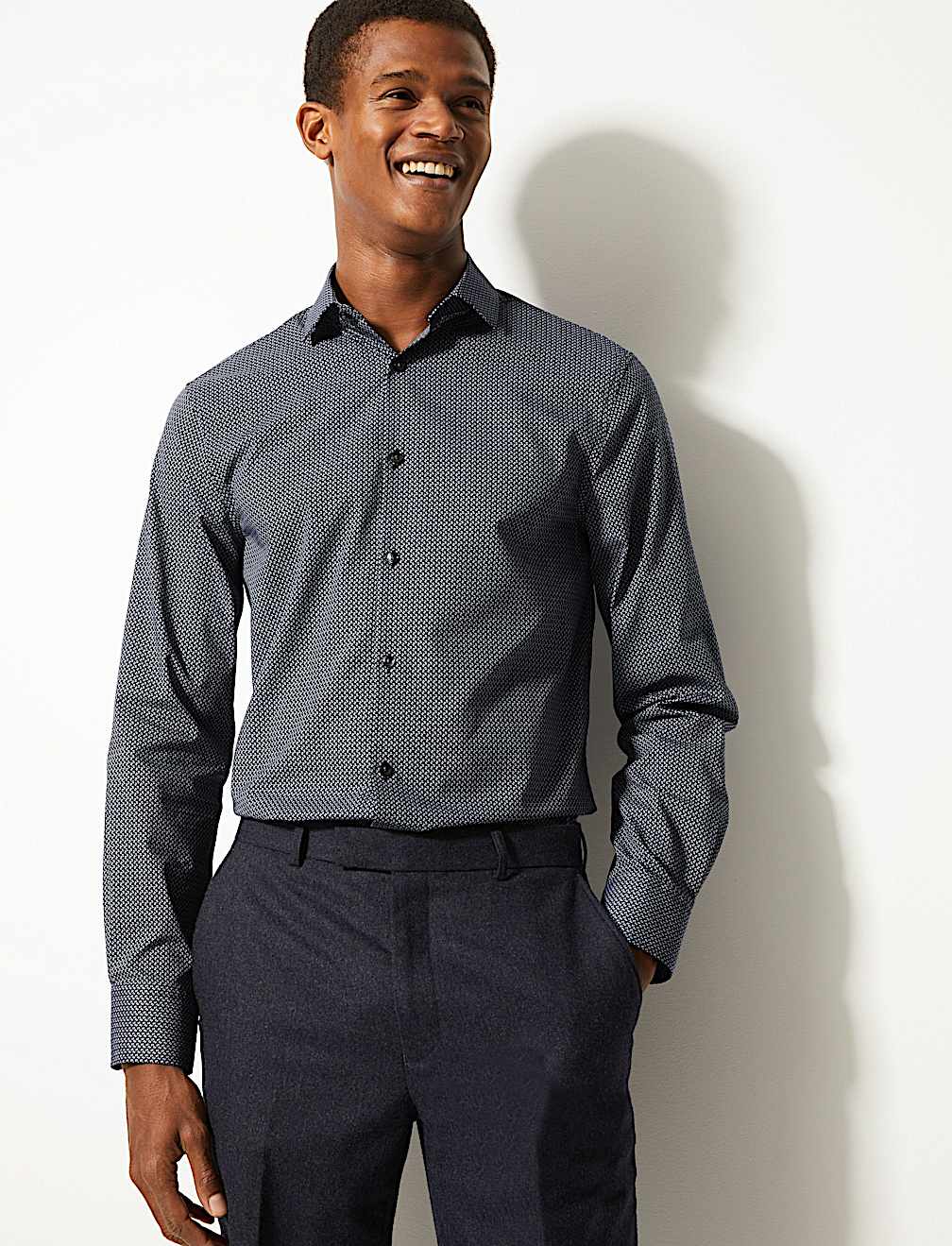 Cotton Blend Skinny Fit Shirt