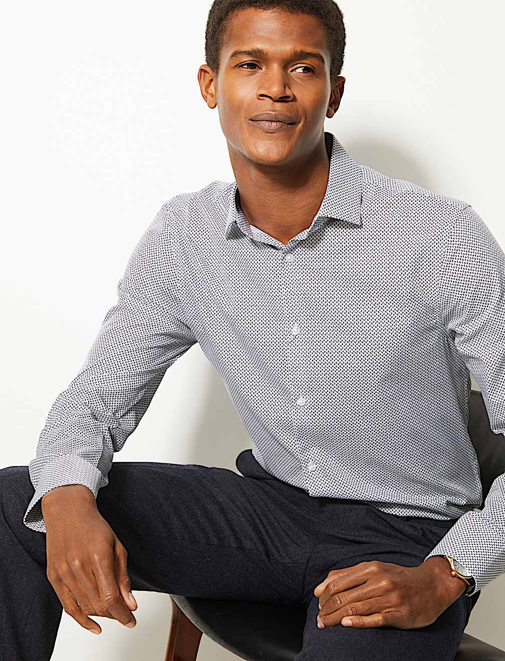 Cotton Blend Skinny Fit Shirt