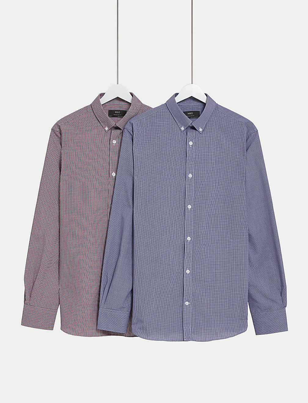 2pk Regular Fit Easy Iron Long Sleeve Checked Shirts
