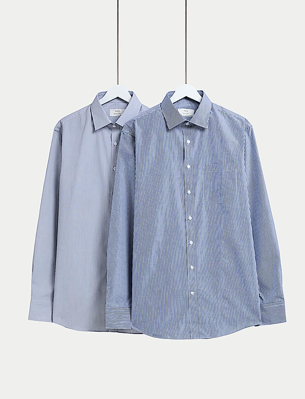 2pk Regular Fit Easy Iron Cotton Blend Striped Shirts