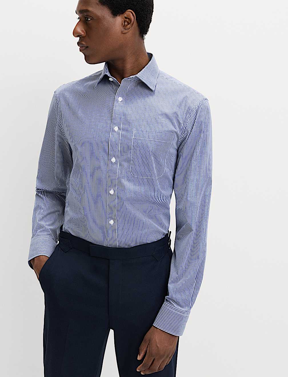 2pk Regular Fit Easy Iron Cotton Blend Striped Shirts