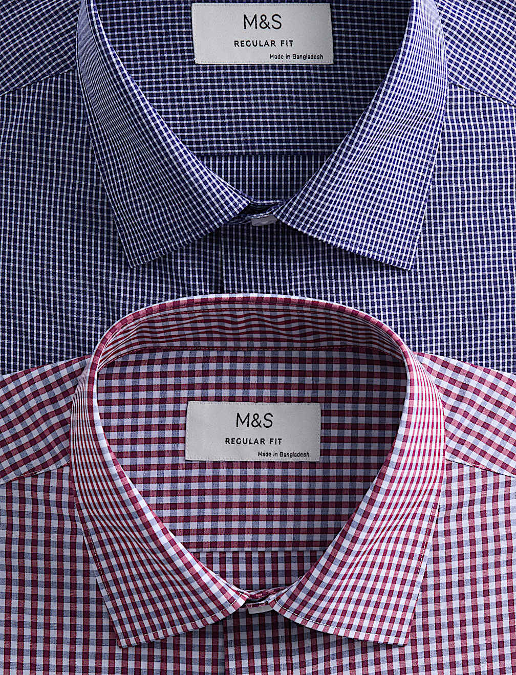 2 Pack Regular Fit Easy Iron Check Shirts