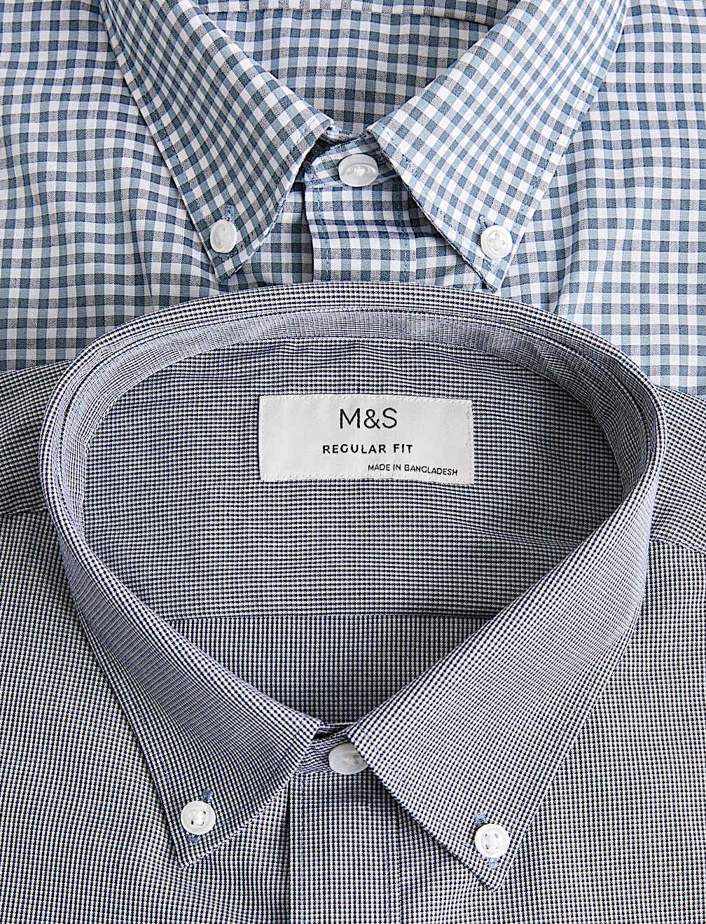2 Pack Regular Fit Easy Iron Check Shirts