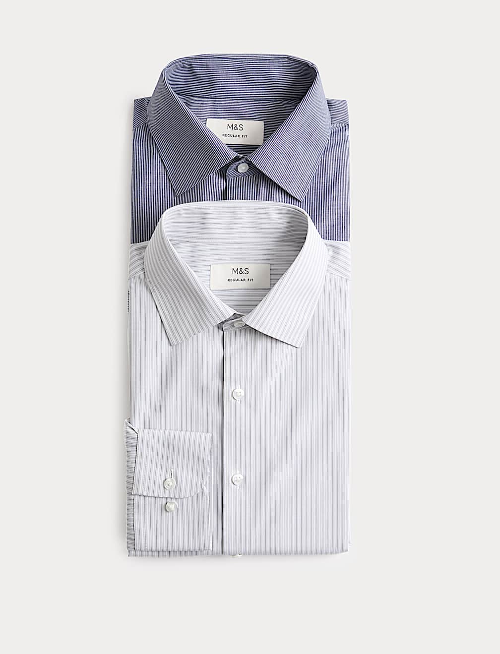 2 Pack Regular Fit Easy Iron Striped Shirts