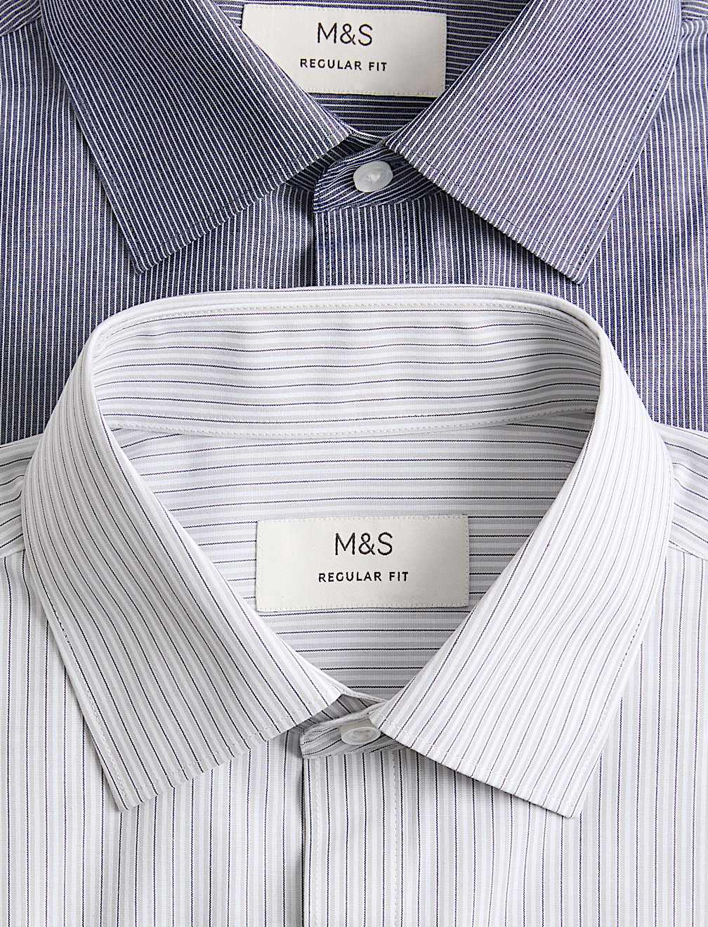 2 Pack Regular Fit Easy Iron Striped Shirts