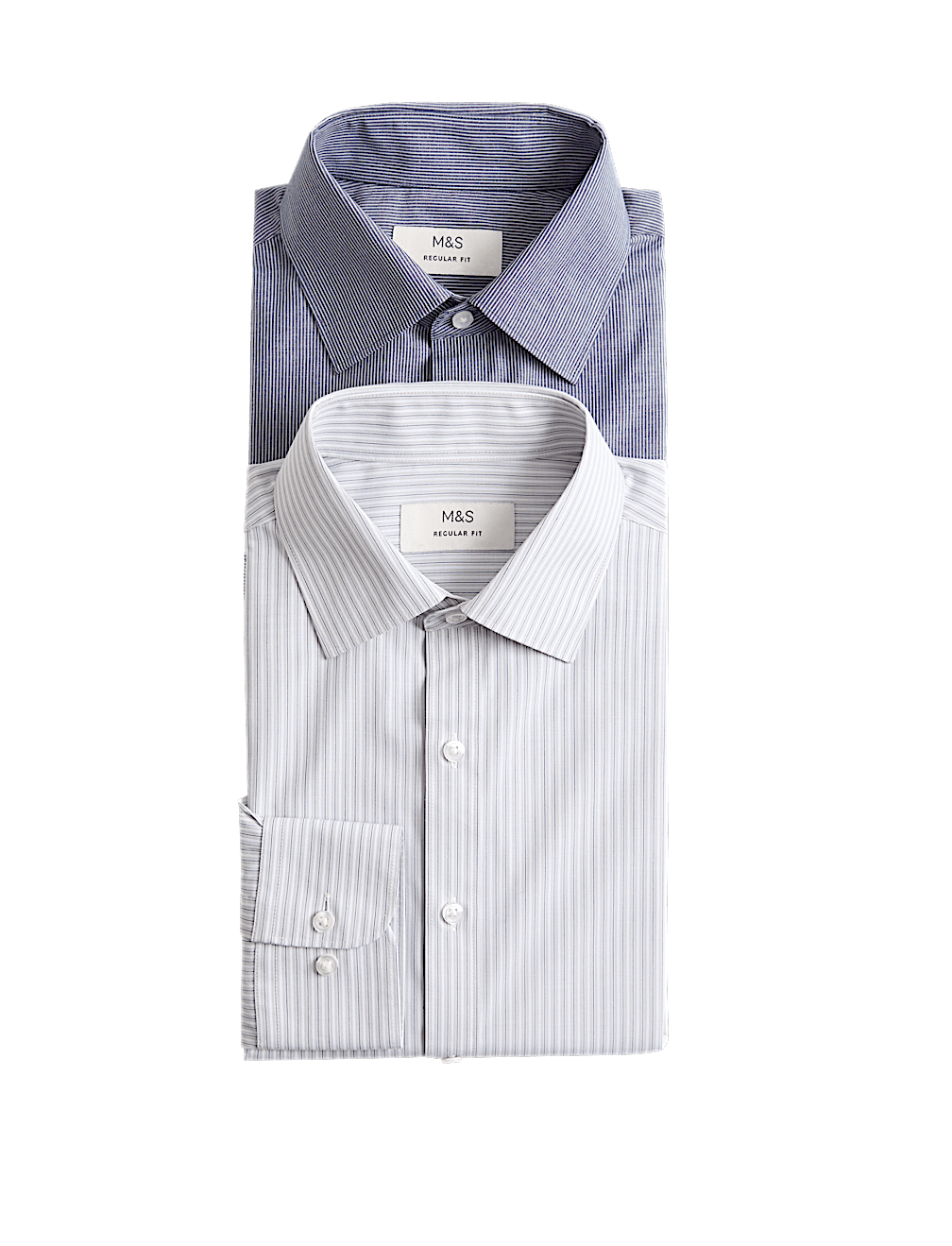 2 Pack Regular Fit Easy Iron Striped Shirts