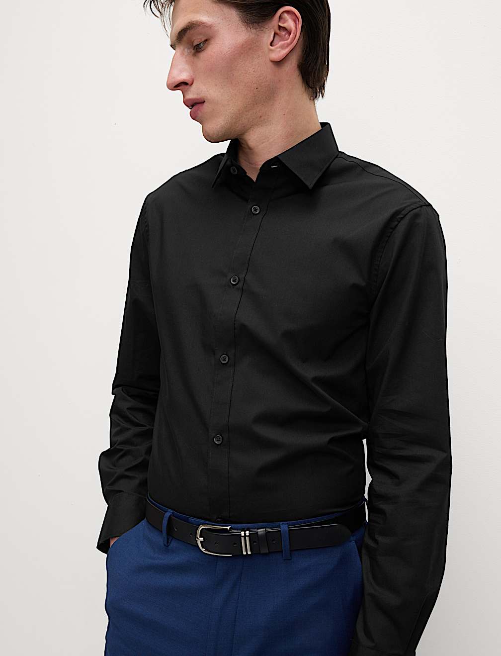Slim Fit Easy Iron Cotton Blend Shirt