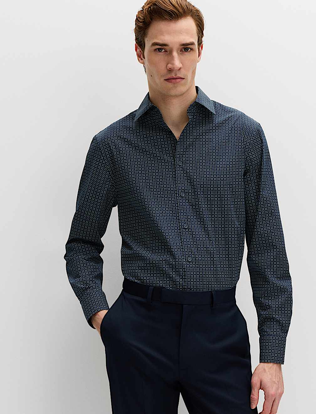Regular Fit Easy Iron Cotton Blend Shirt