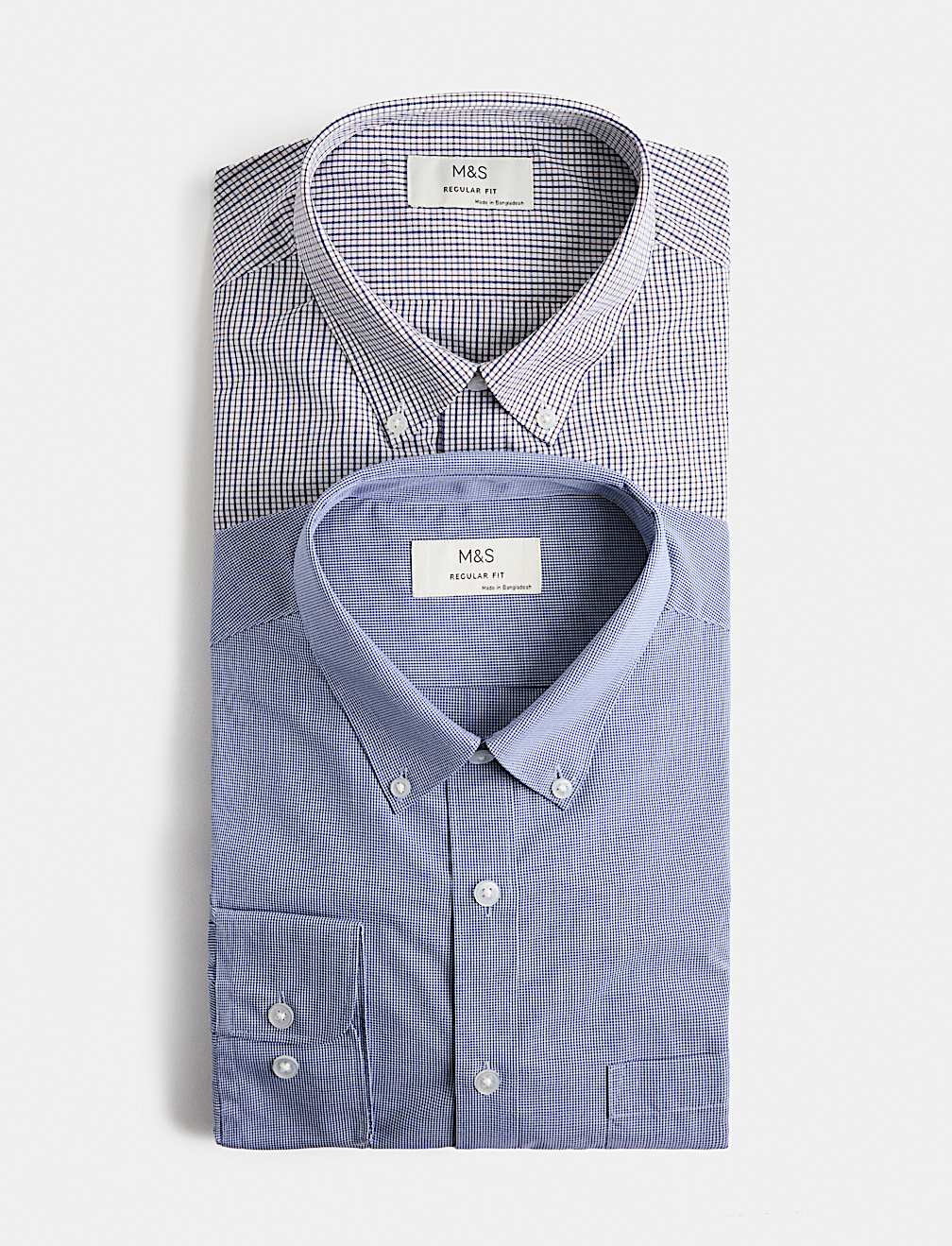 2 Pack Regular Fit Easy Iron Check Shirts