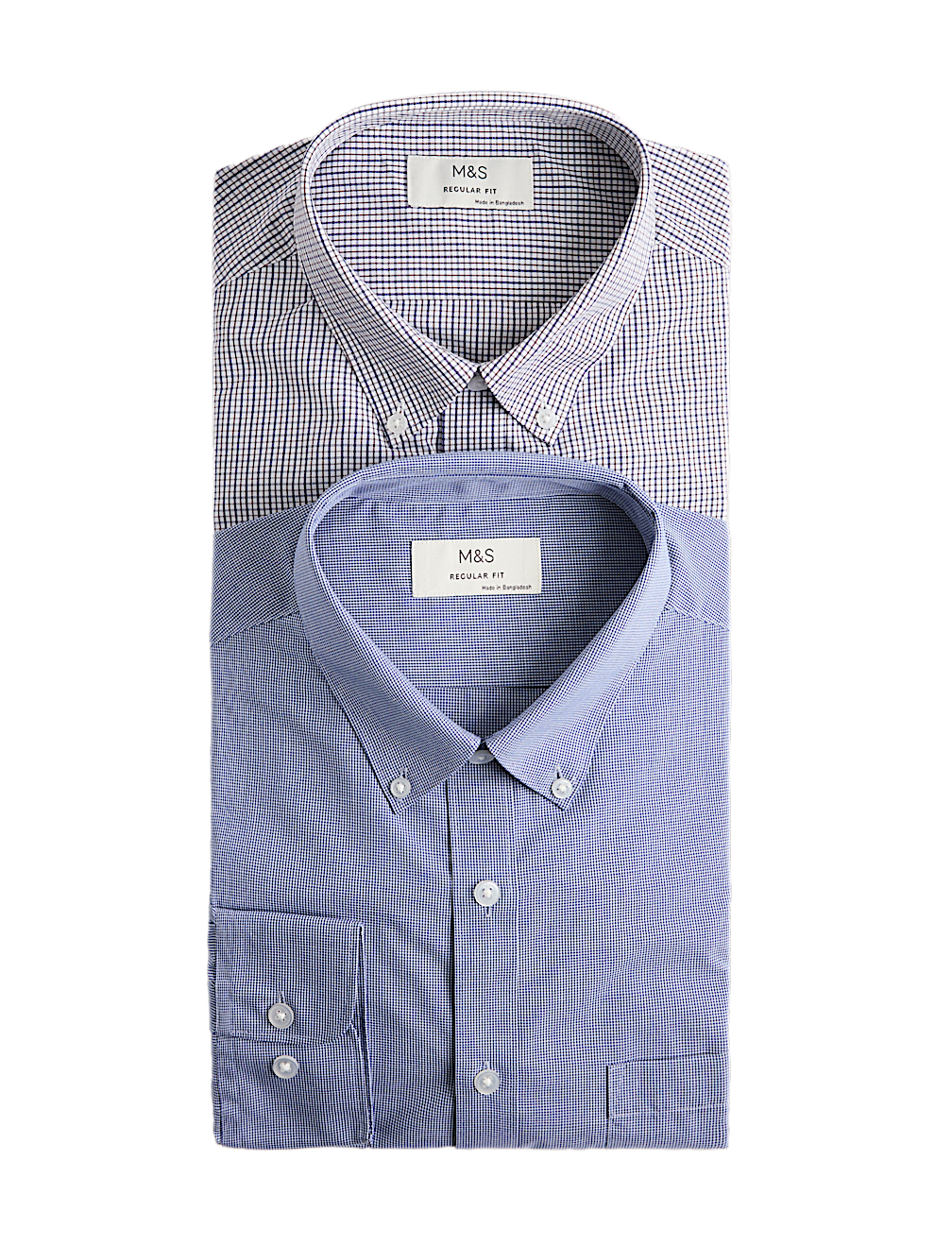 2 Pack Regular Fit Easy Iron Check Shirts