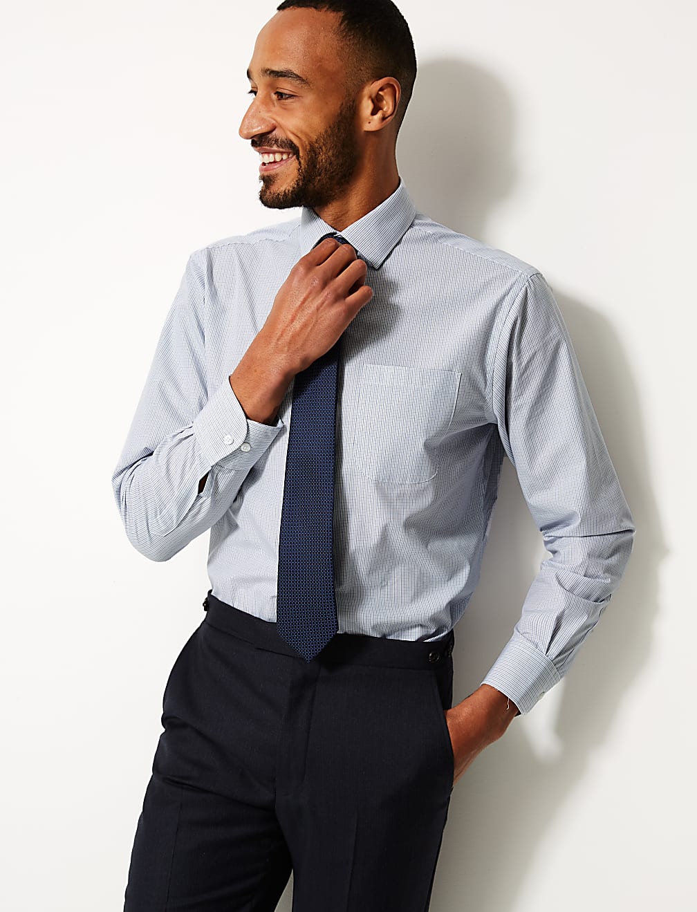 2 Pack Cotton Blend Regular Fit Shirts with Tie