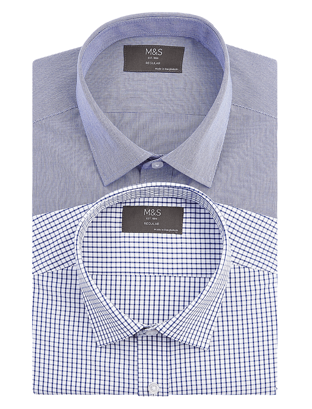 2 Pack Regular Fit Check Long Sleeve Shirts