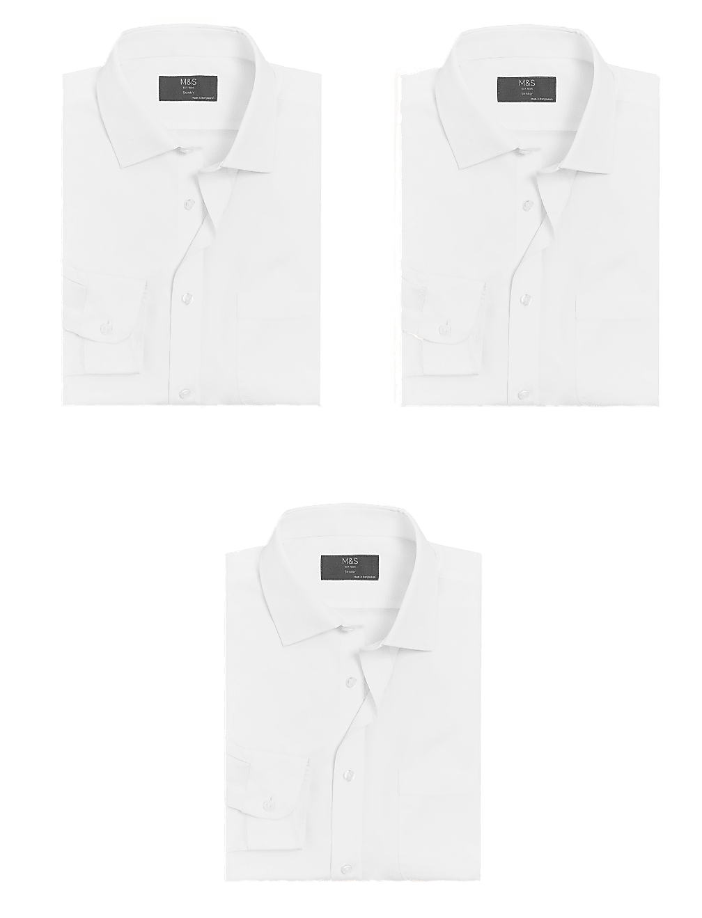 3pk Skinny Fit Easy Iron Shirts