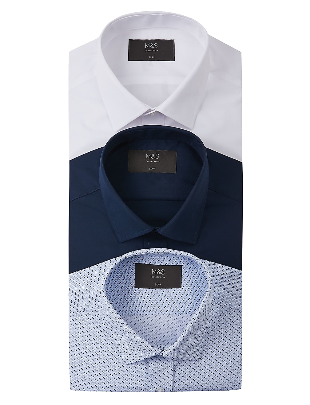 3 Pack Cotton Blend Slim Fit Shirts