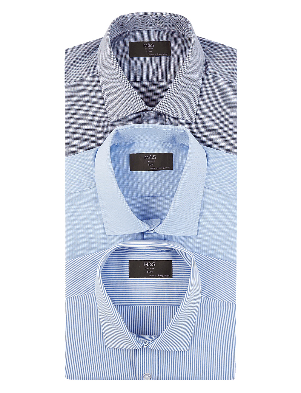 3 Pack Slim Fit Long Sleeve Shirts