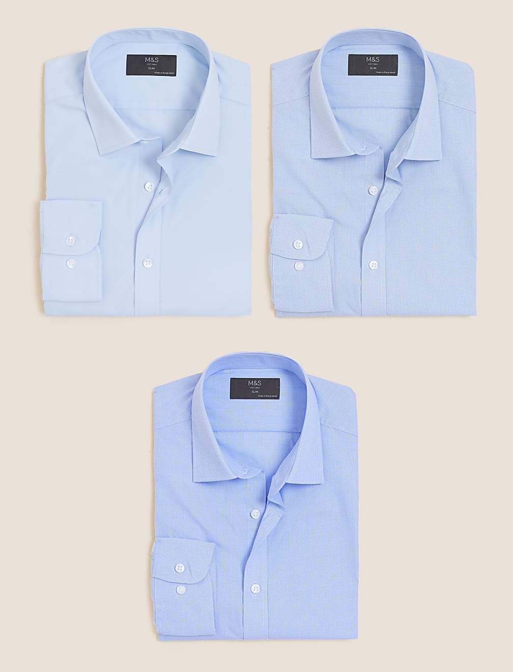 3pk Slim Fit Long Sleeve Shirts