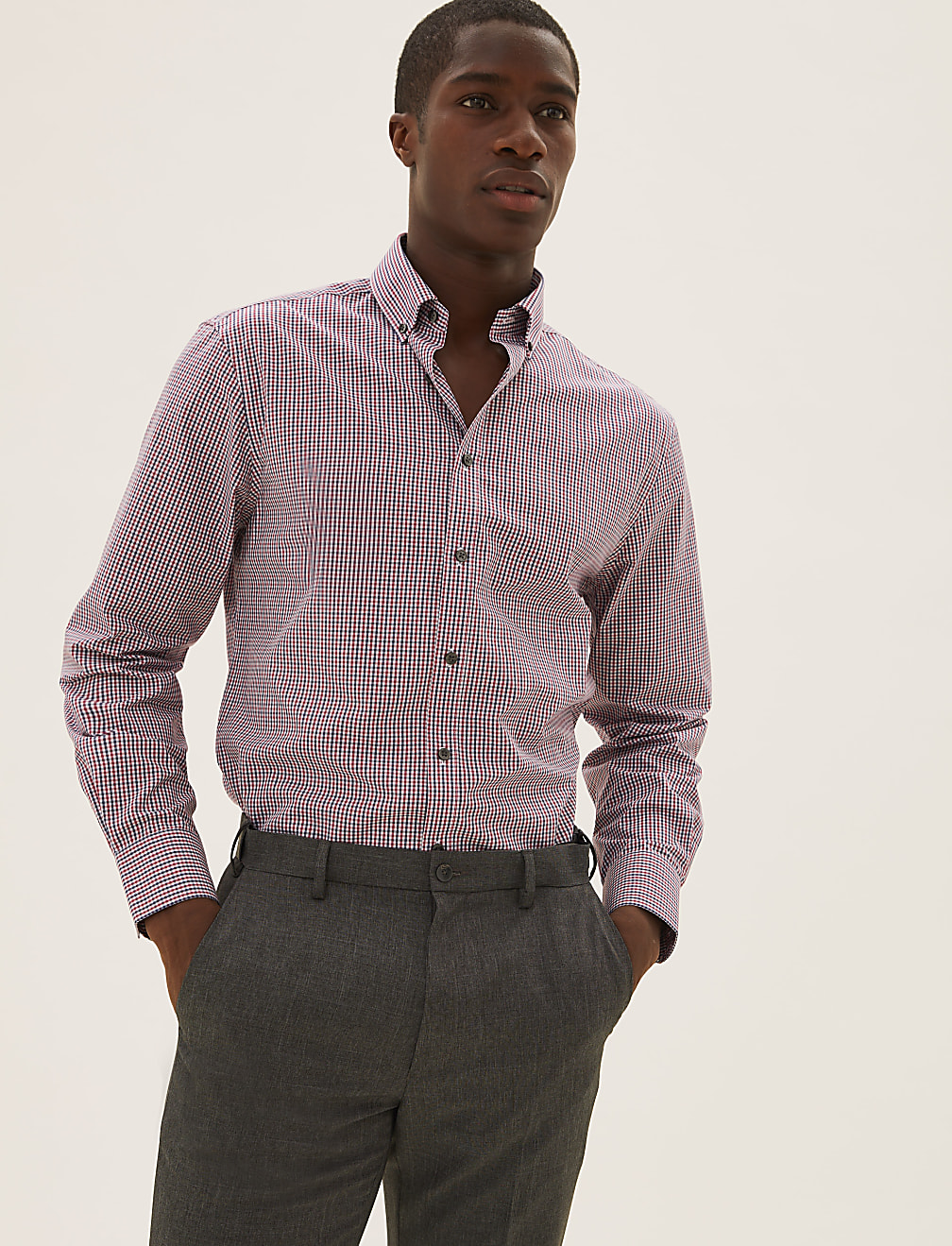 2 Pack Regular Fit Gingham Long Sleeve Shirts