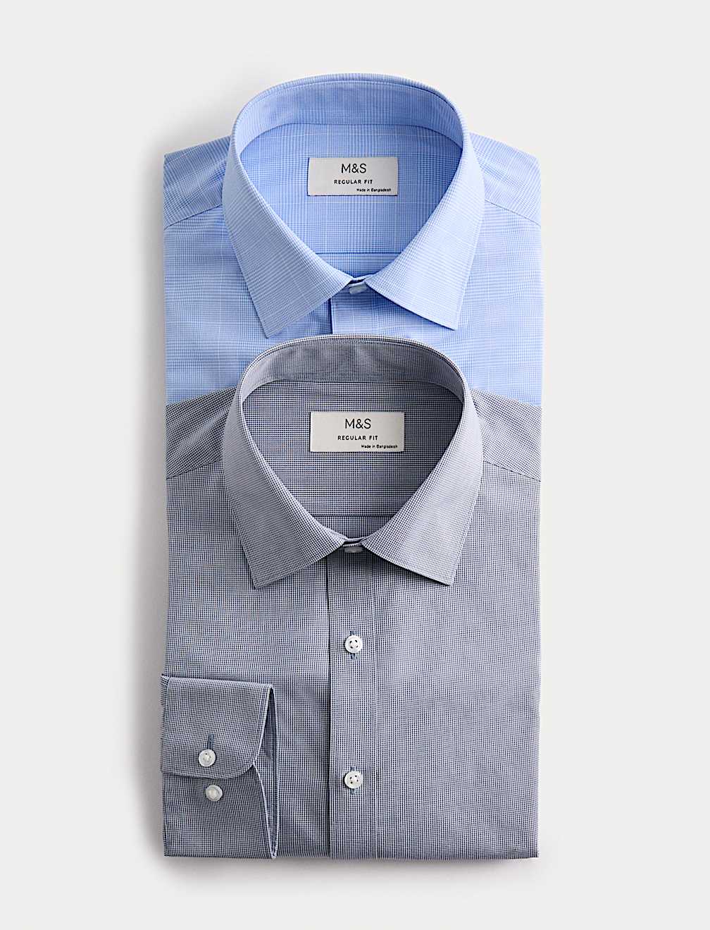 2 Pack Regular Fit Easy Iron Long Sleeve Shirts