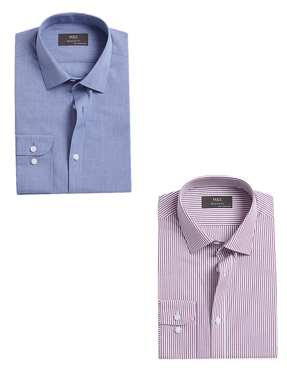 2pk Regular Fit Easy Iron Long Sleeve Shirts
