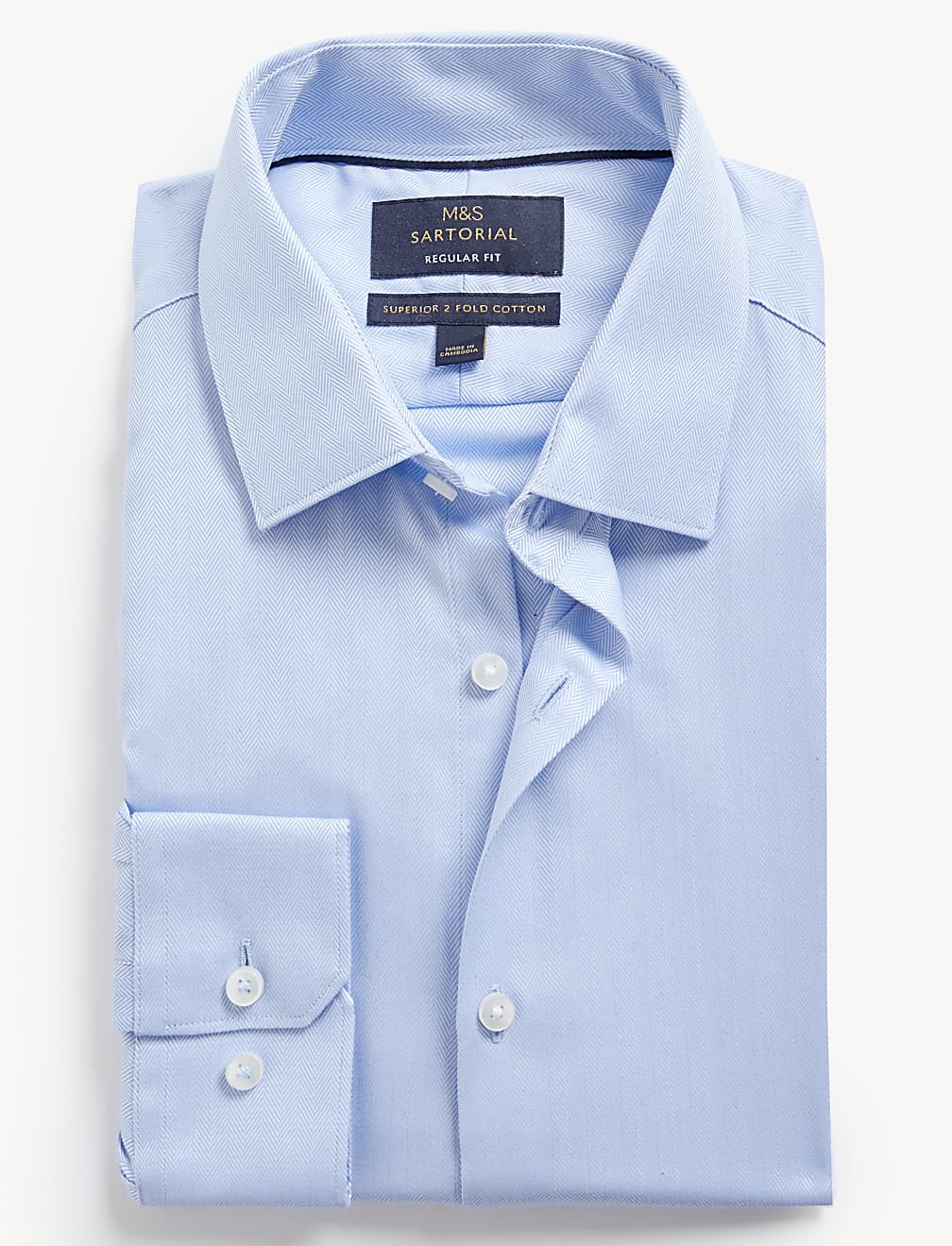 Regular Fit Pure Cotton Herringbone Shirt