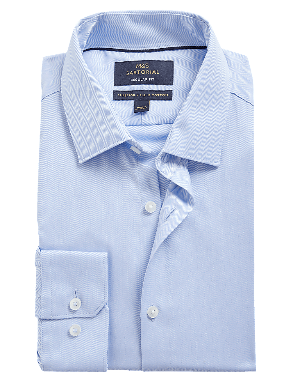 Regular Fit Pure Cotton Herringbone Shirt