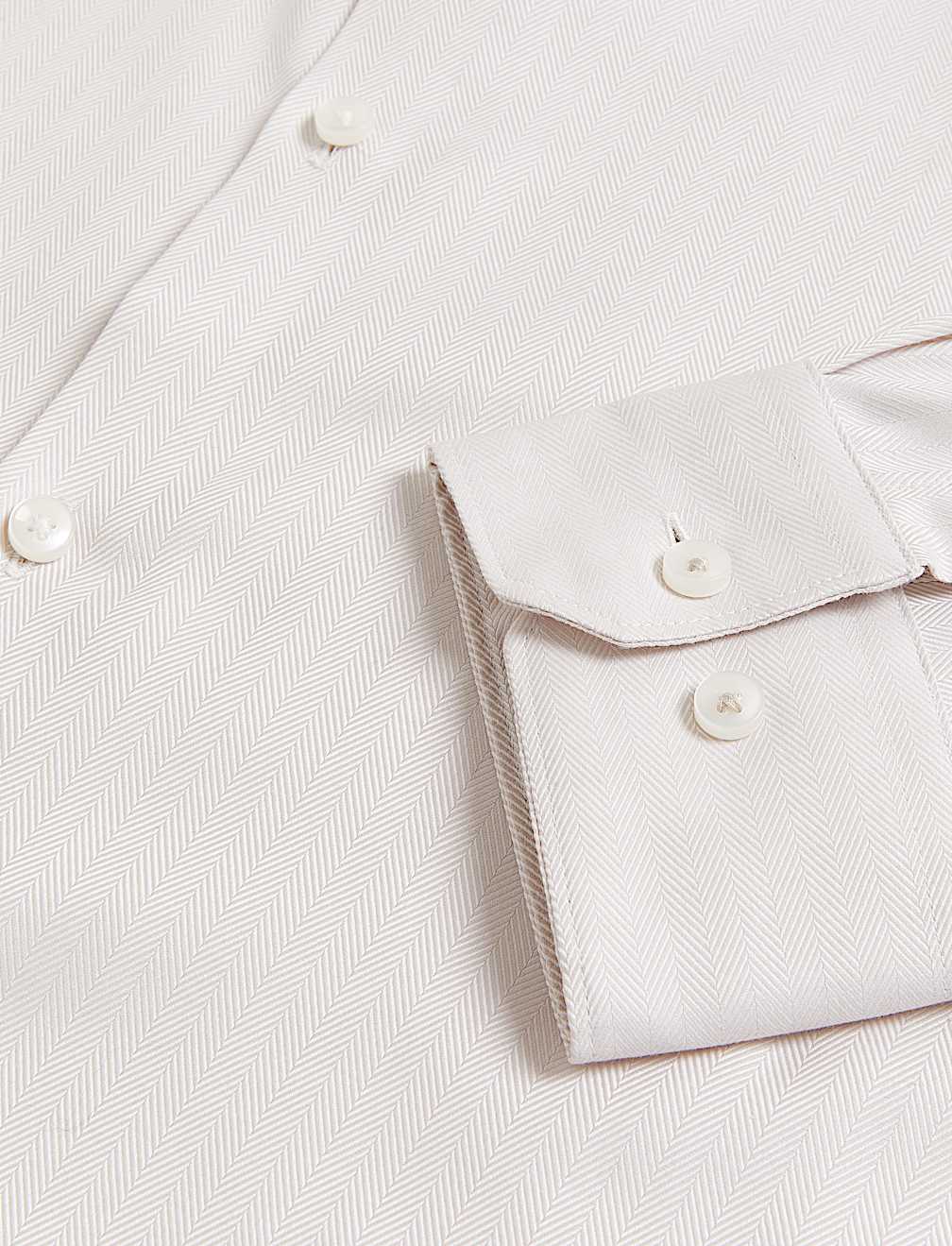Regular Fit Pure Cotton Herringbone Shirt